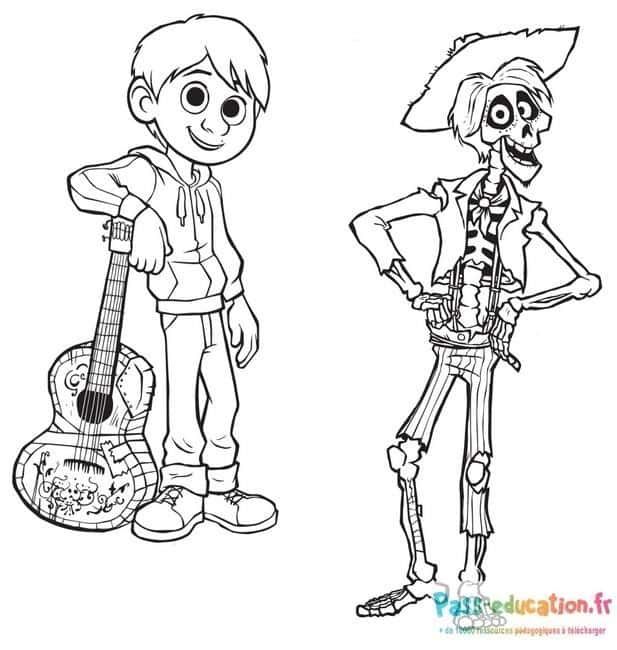 Coloriage Musiciens de Coco à imprimer et colorier