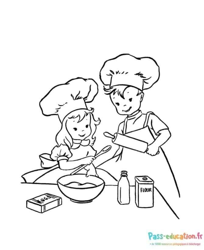 Coloriage Cuisine complice à imprimer et colorier