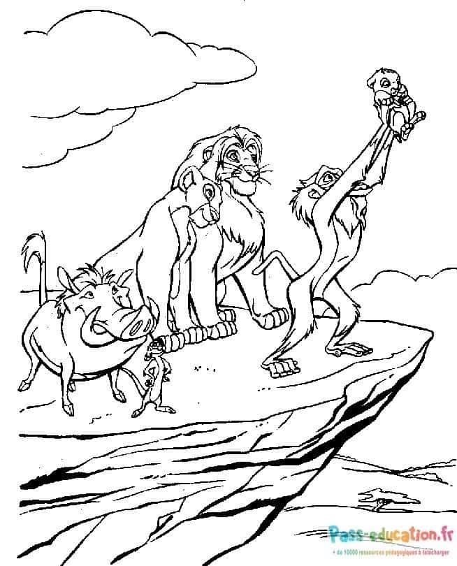 Coloriage Roi Lion et amis à imprimer et colorier