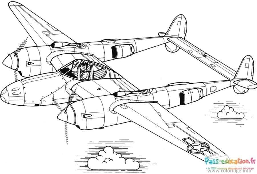 Coloriage Avion de combat à imprimer et colorier