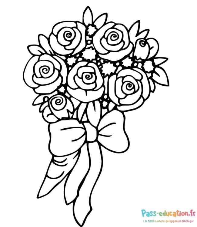 Coloriage Bouquet de roses à imprimer et colorier