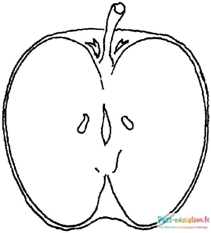 Coloriage Pomme coupée à imprimer et colorier