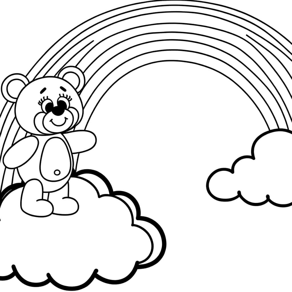 Coloriage Ours sur nuage à imprimer et colorier