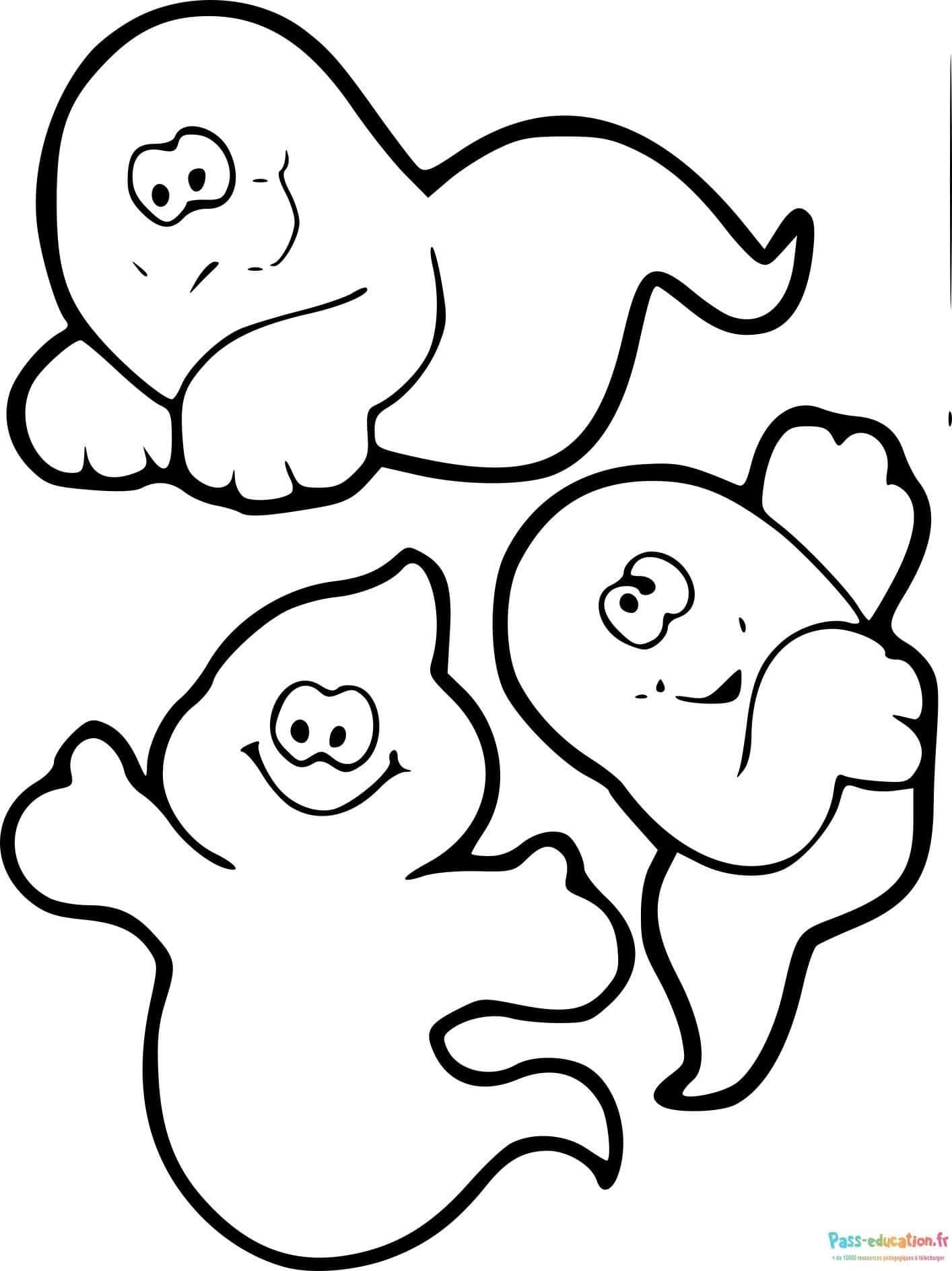 Coloriage Trio de fantômes à imprimer et colorier