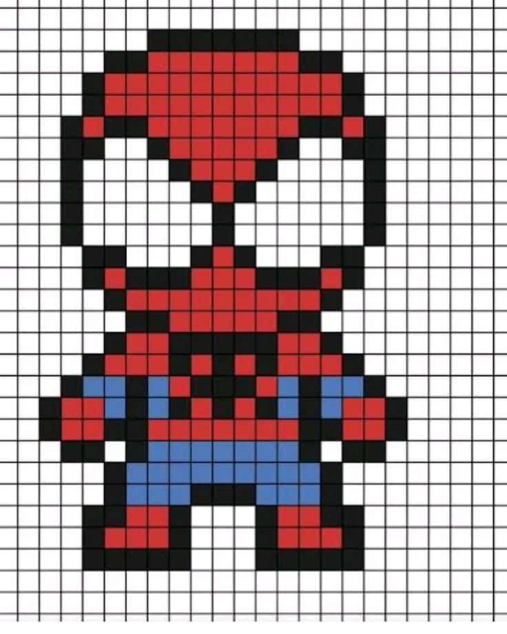 Coloriage Spiderman pixelisé à imprimer et colorier