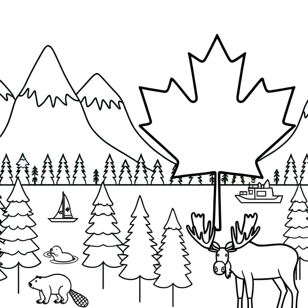 Coloriage Paysage canadien à imprimer et colorier