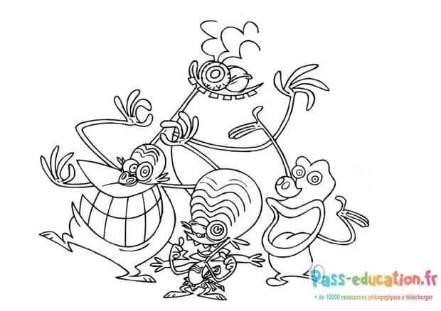 Coloriage Aliens musiciens à imprimer et colorier