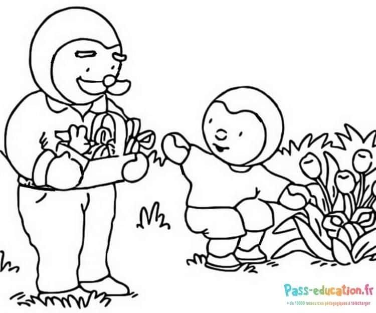 Coloriage Tchoupi et le cadeau à imprimer et colorier