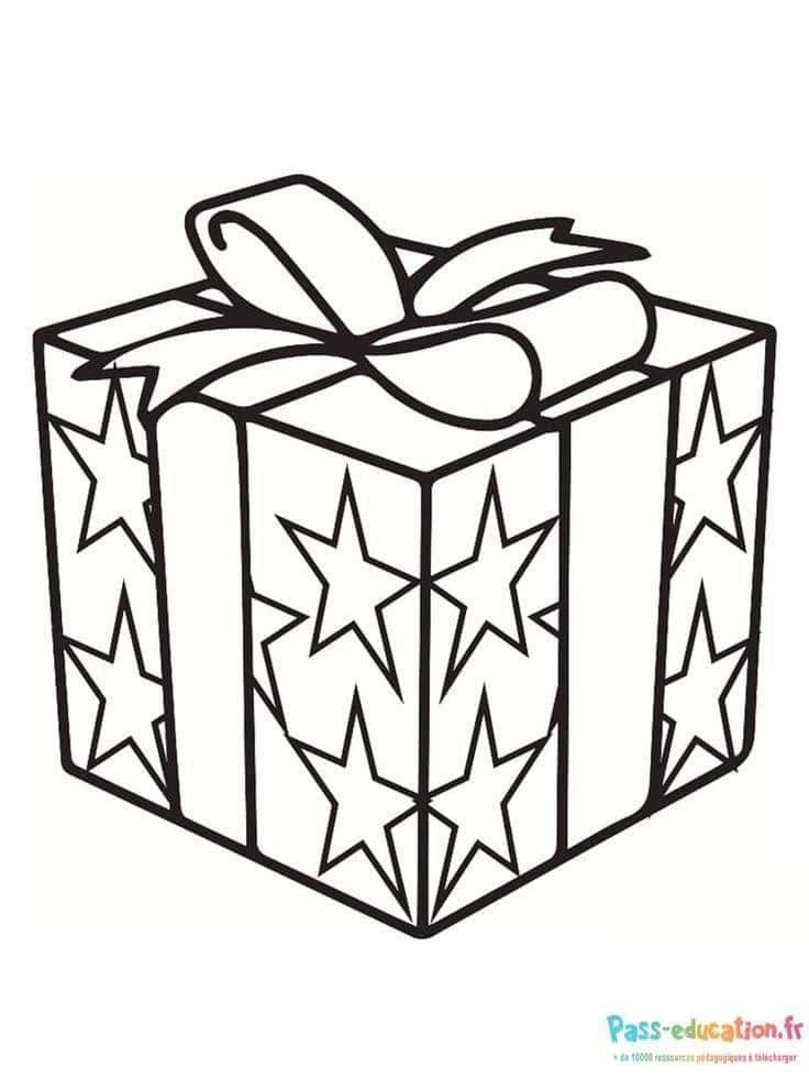 Coloriage Boîte cadeau étoilée à imprimer et colorier