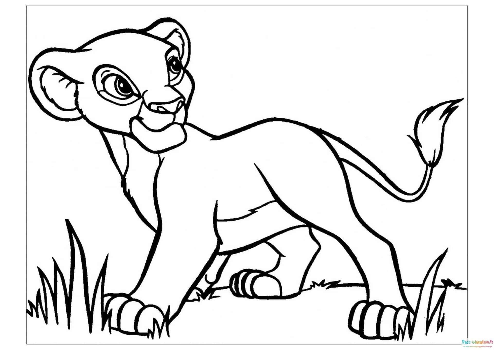 Coloriage Lion marchant à imprimer et colorier