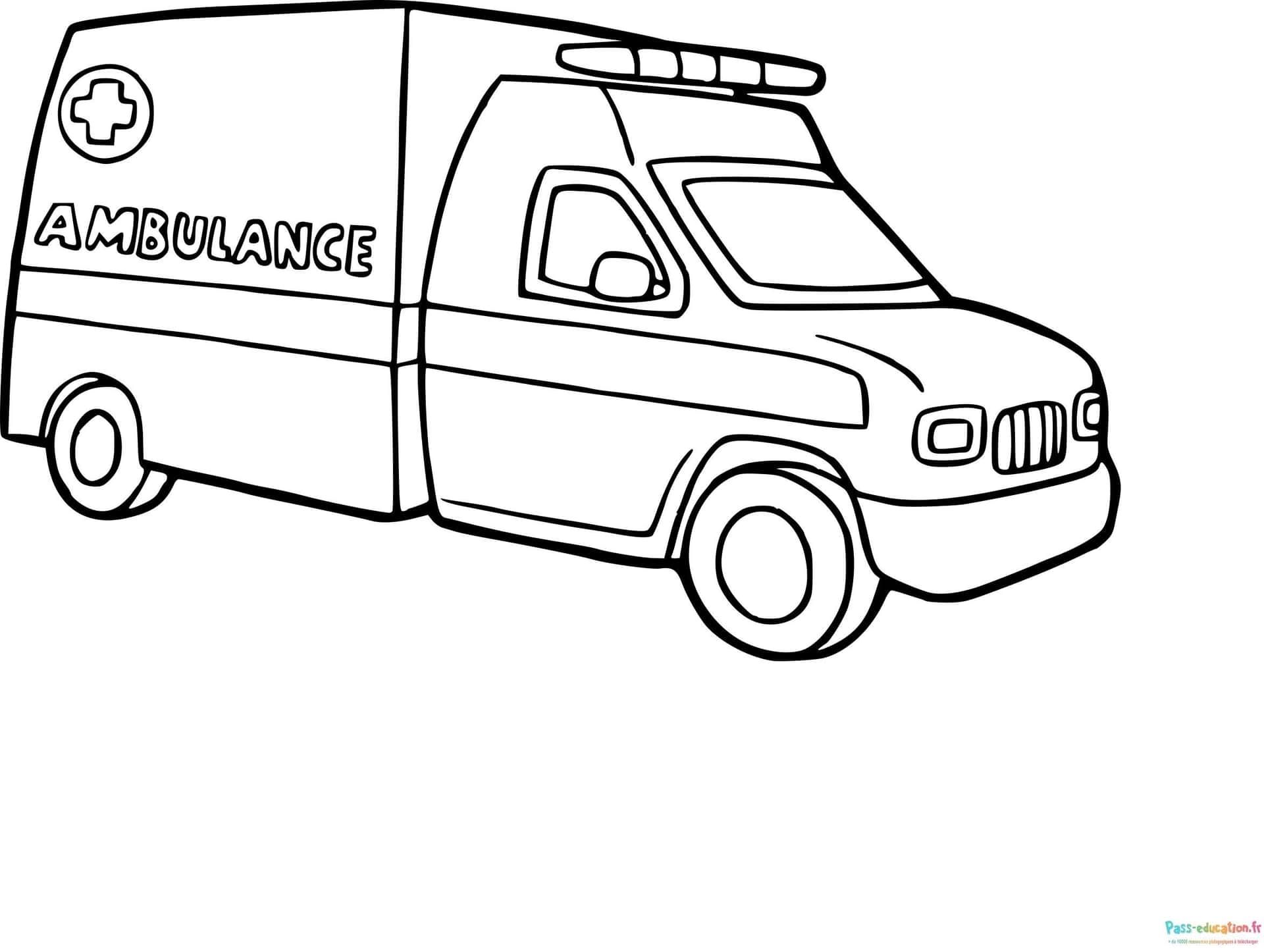 Coloriage Ambulance à imprimer et colorier