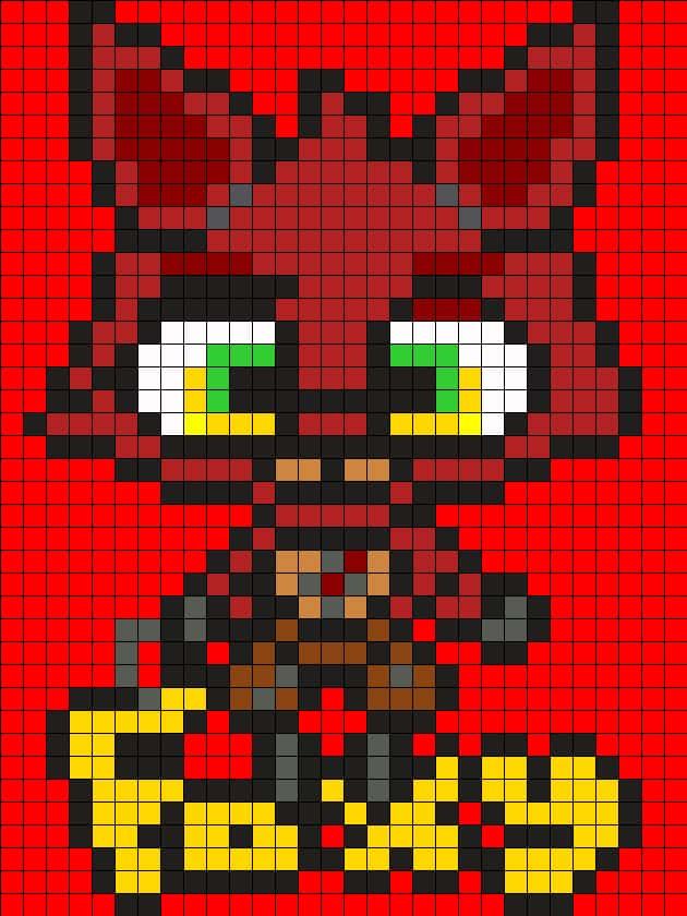 Coloriage Foxy Pixel Art à imprimer et colorier