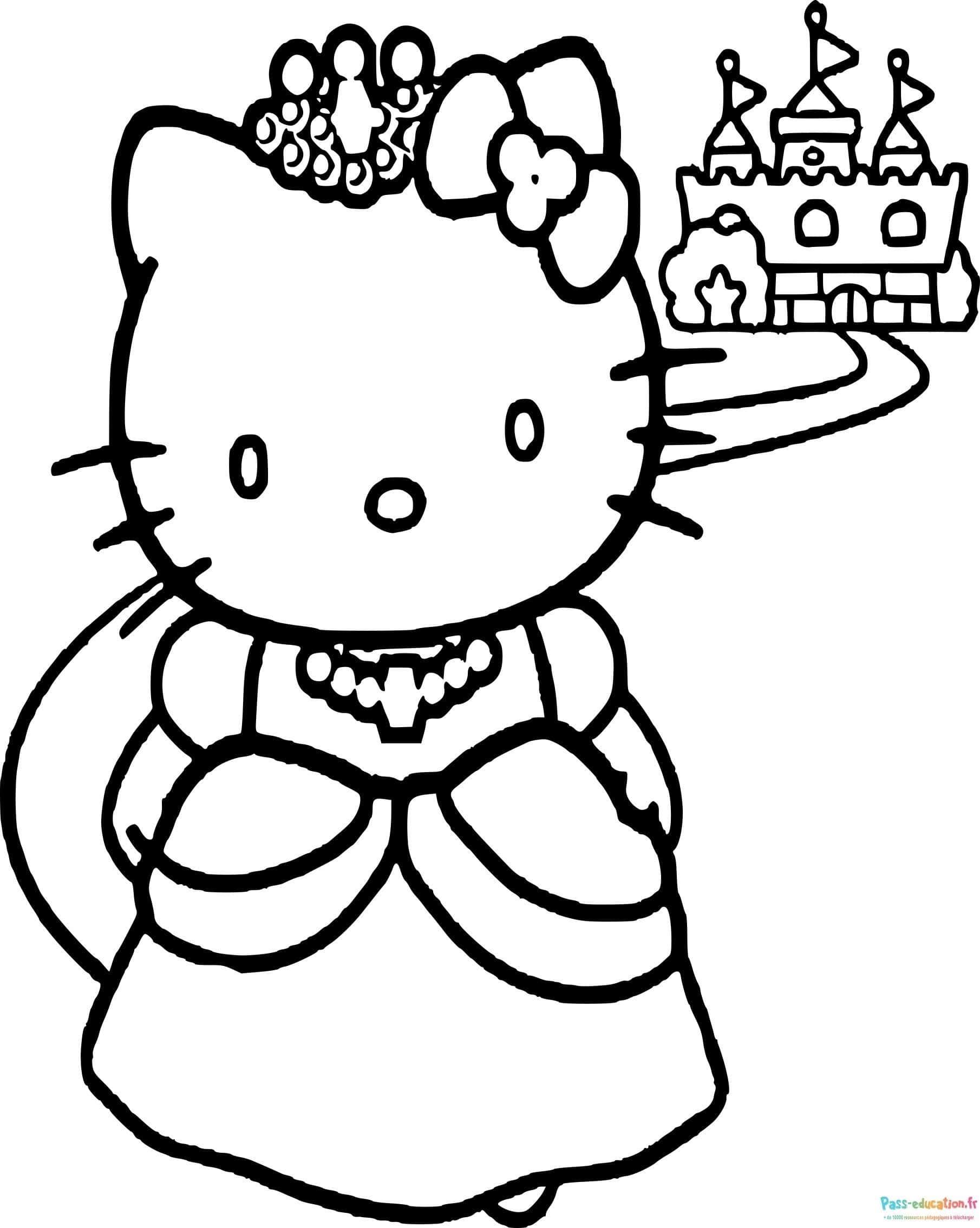 Coloriage Hello Kitty princesse à imprimer et colorier
