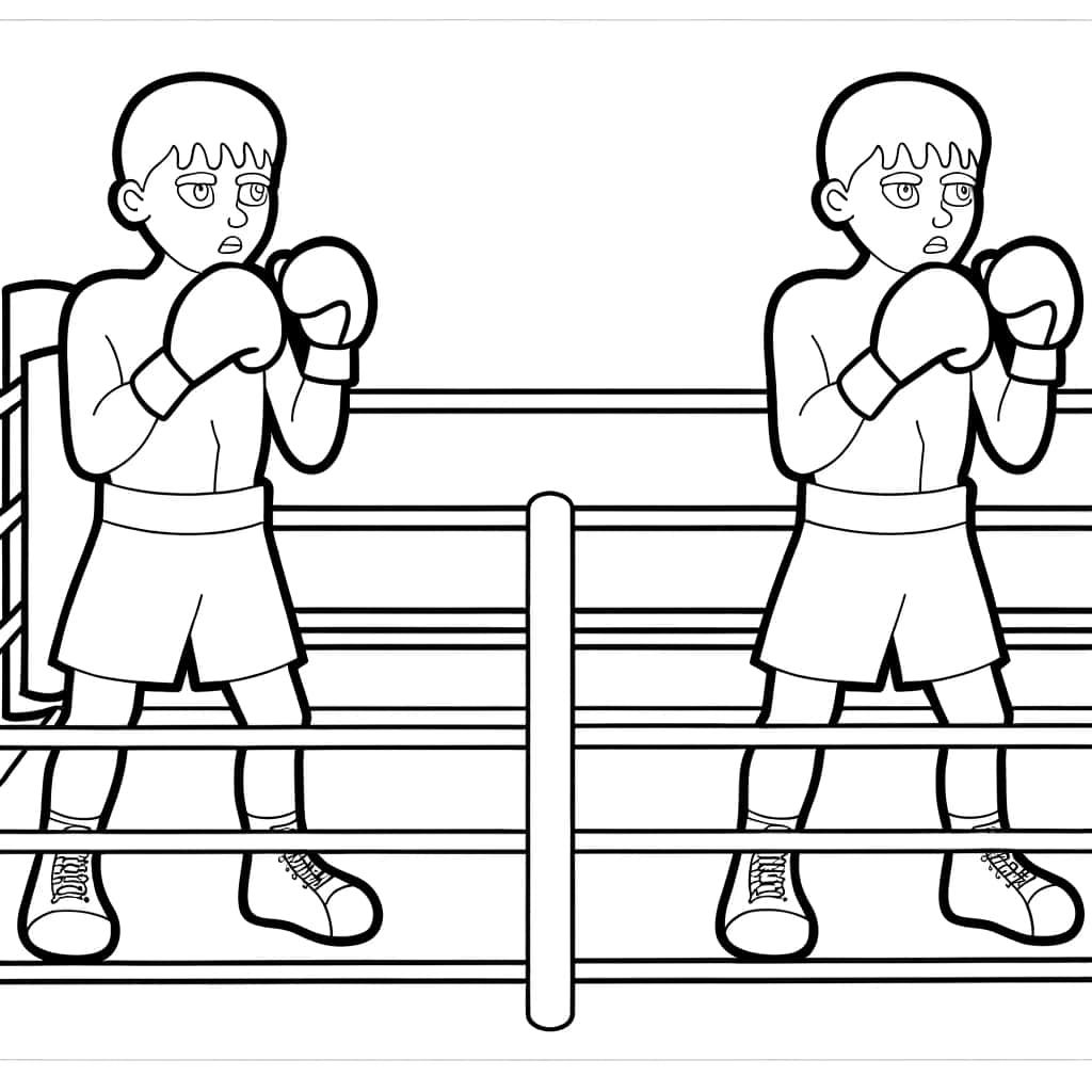 Coloriage Boxeurs en duel à imprimer et colorier