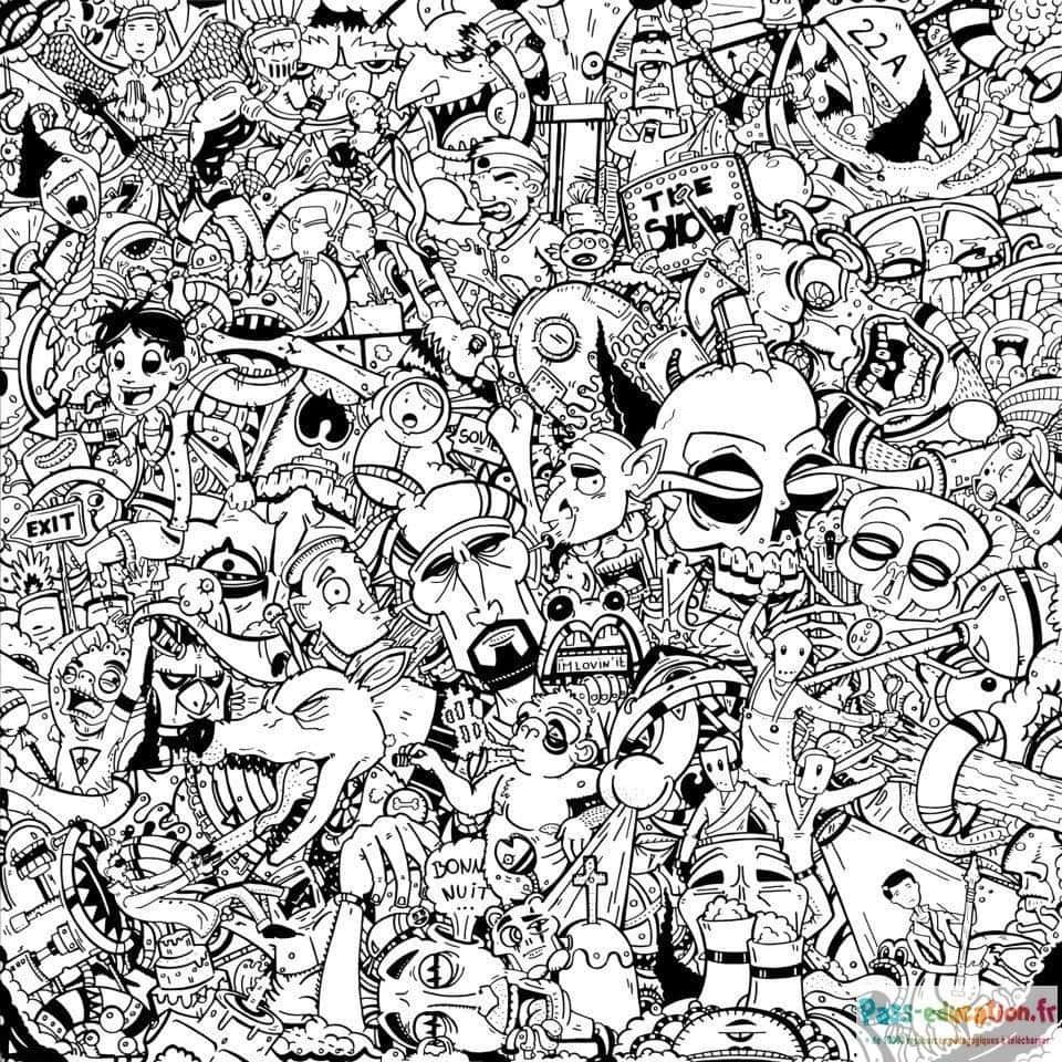 Coloriage Foule imaginaire à imprimer et colorier