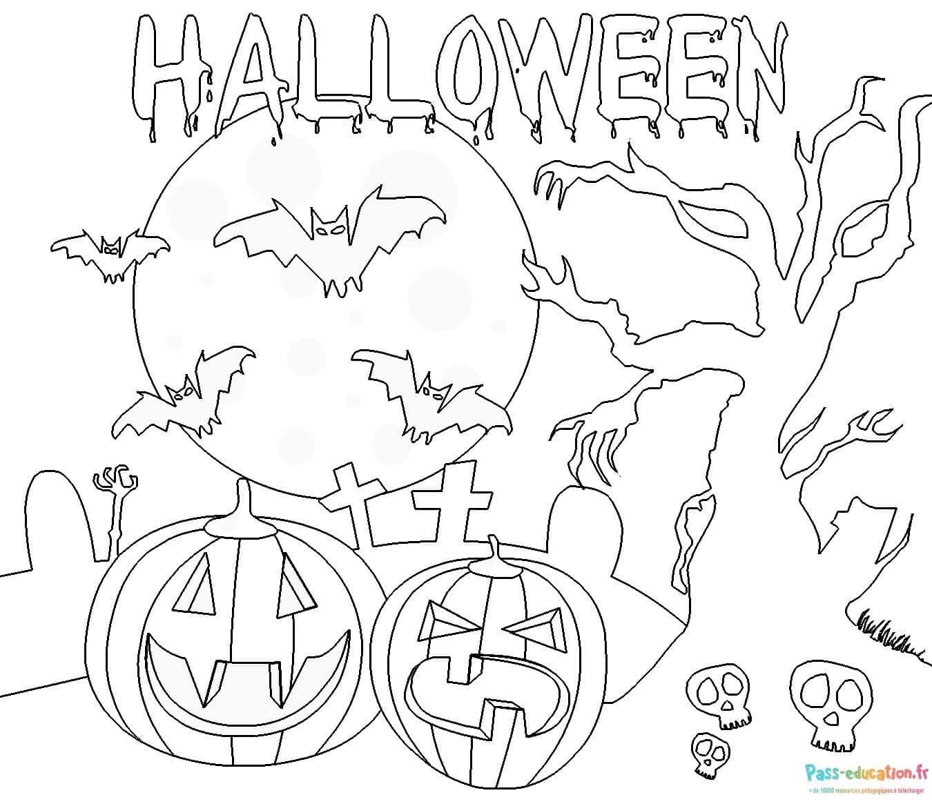 Coloriage Halloween effrayant à imprimer et colorier