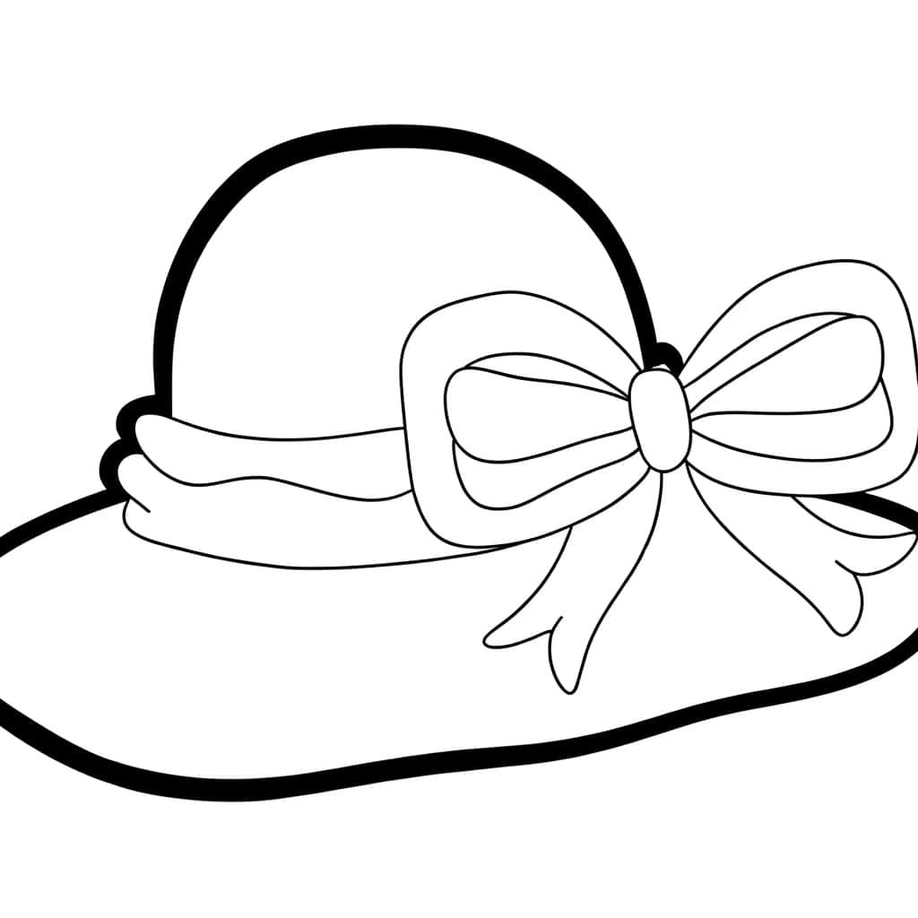 Coloriage Chapeau avec nœud à imprimer et colorier