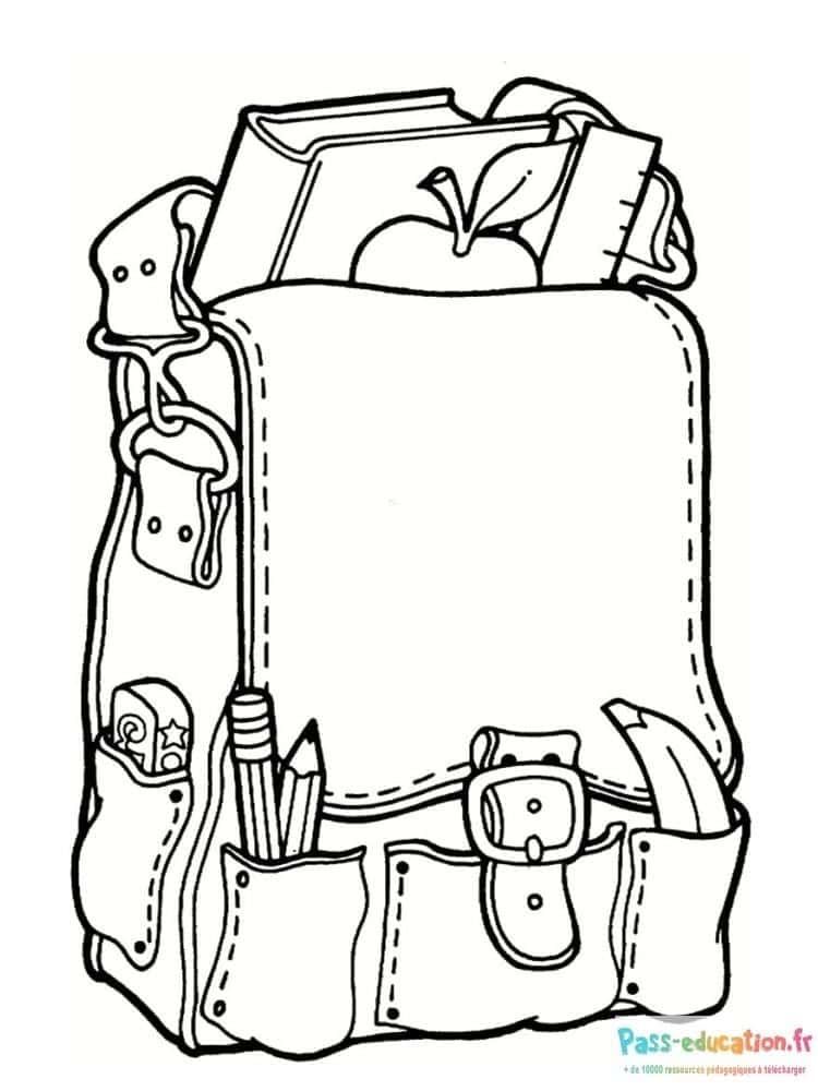 Coloriage Sac à dos scolaire à imprimer et colorier