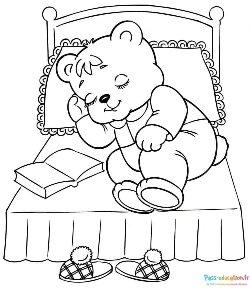 Coloriage Ours endormi à imprimer et colorier