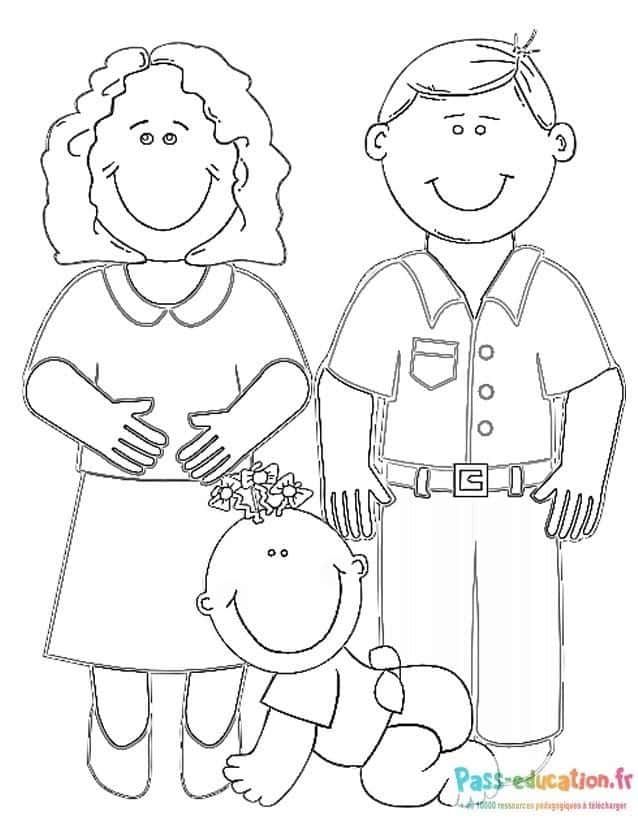 Coloriage Famille heureuse à imprimer et colorier