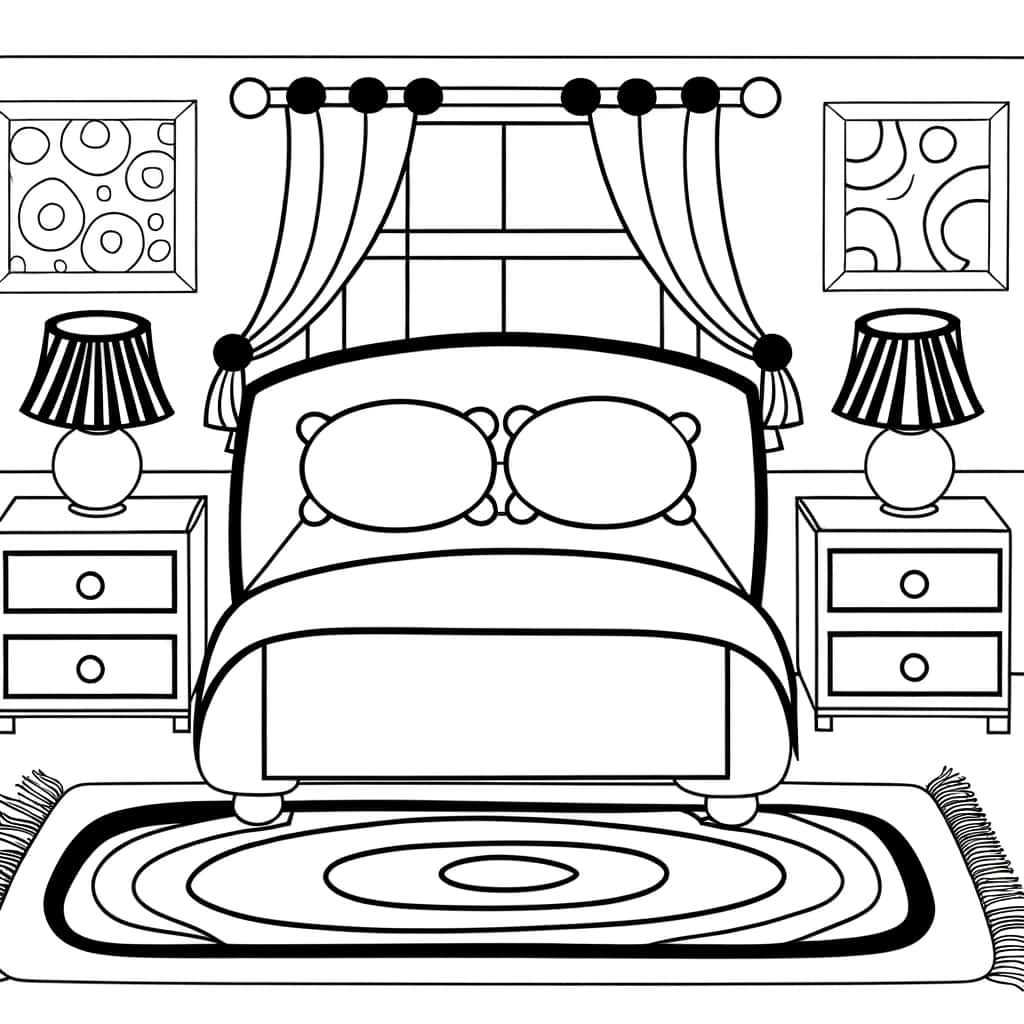 Coloriage Chambre à coucher à imprimer et colorier