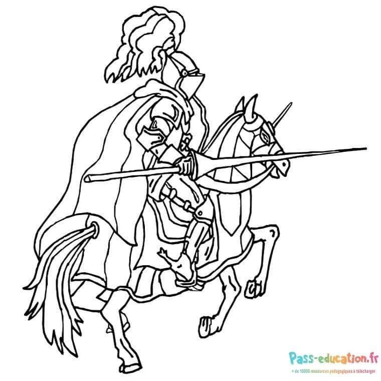 Coloriage Chevalier en joute à imprimer et colorier
