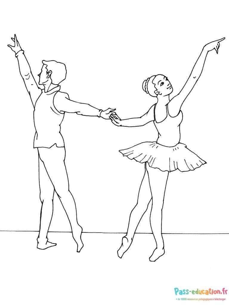 Coloriage Danseurs de ballet à imprimer et colorier