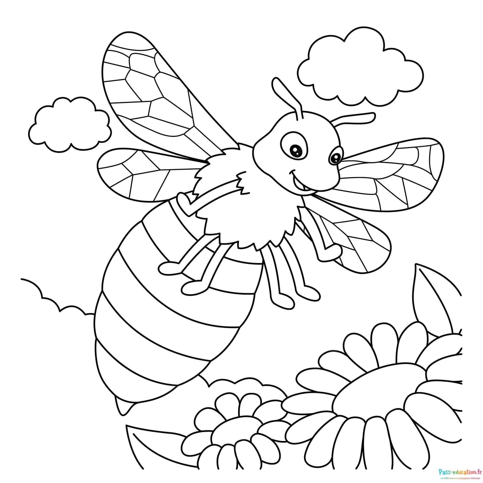 Coloriage Abeille joyeuse à imprimer et colorier