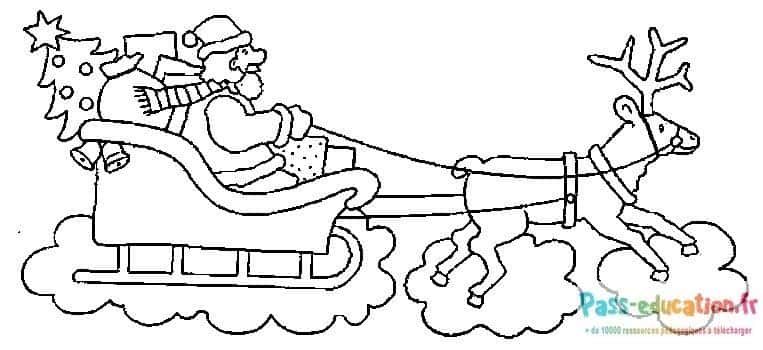 Coloriage Traineau Père Noël à imprimer et colorier
