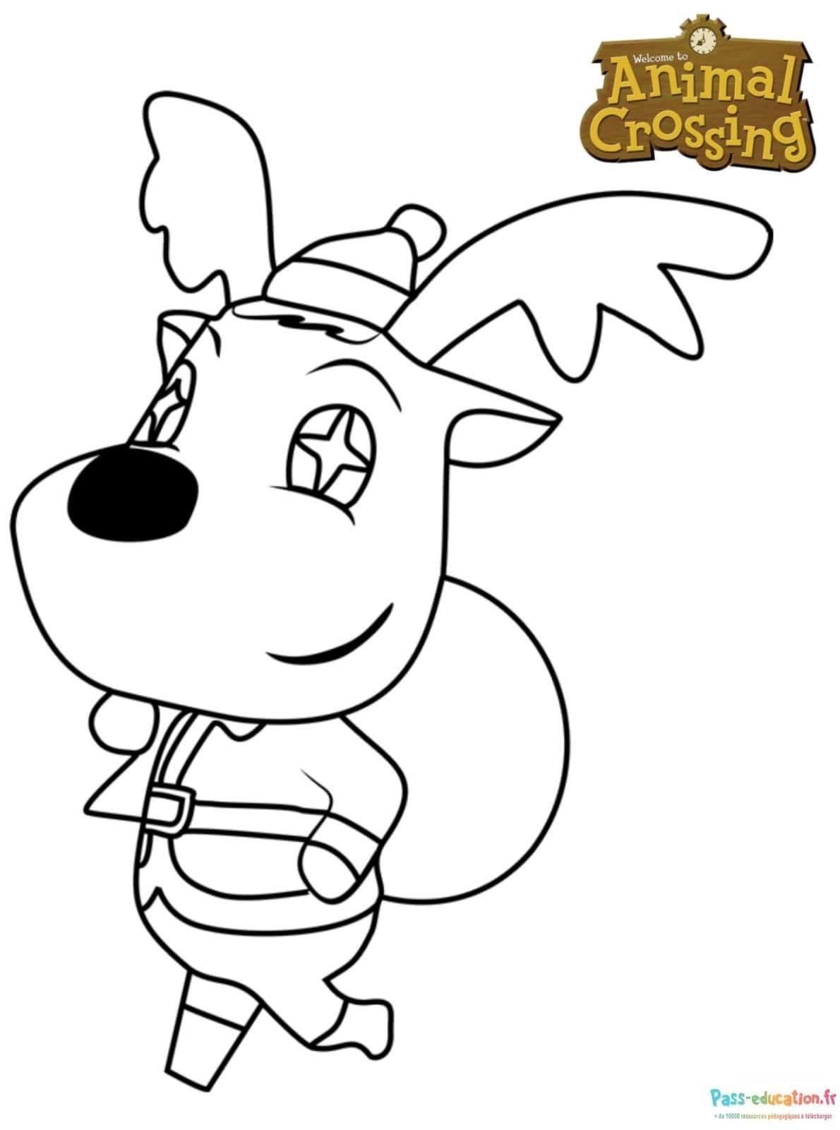 Coloriage Cerf d'Animal Crossing à imprimer et colorier