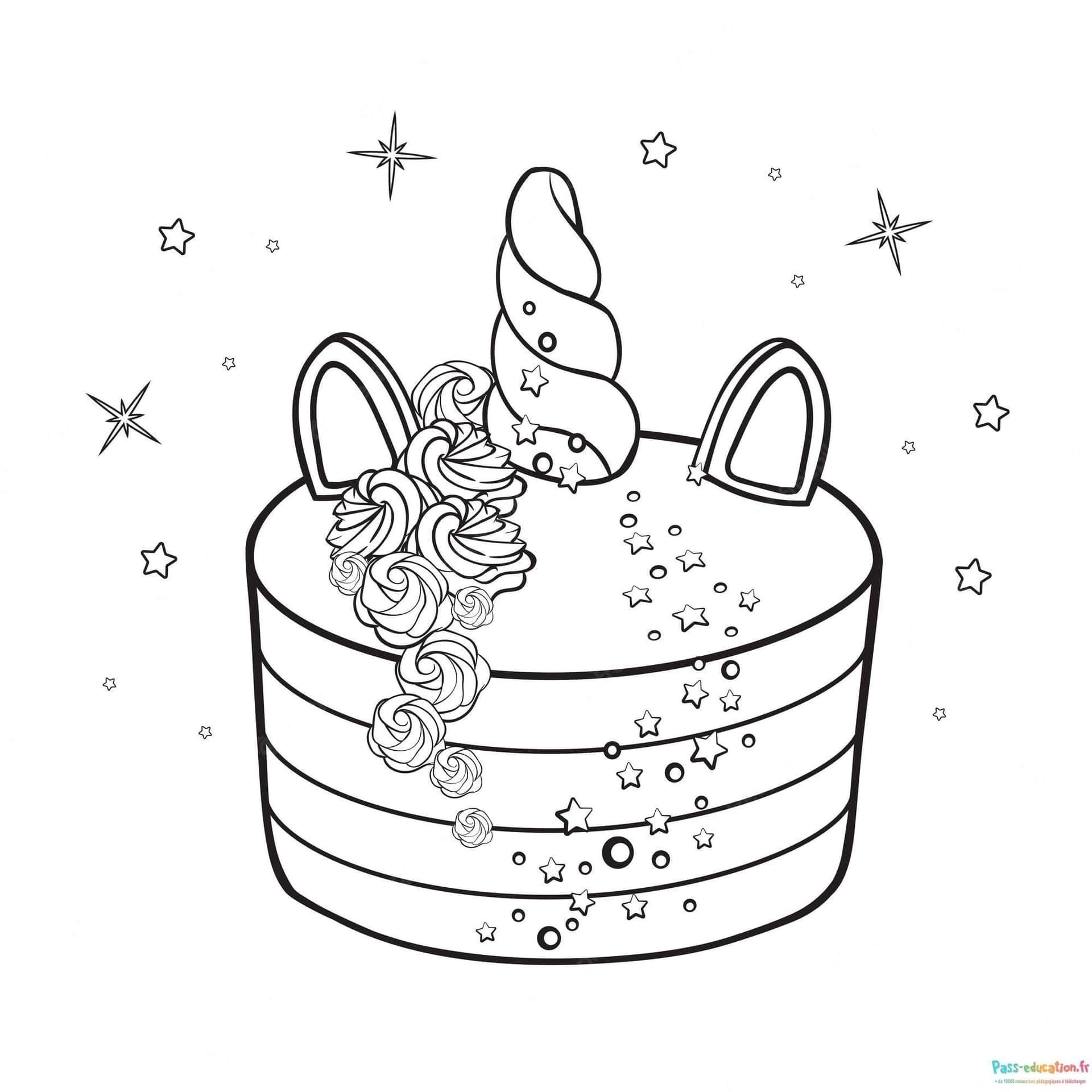 Coloriage Gâteau de fête à imprimer et colorier