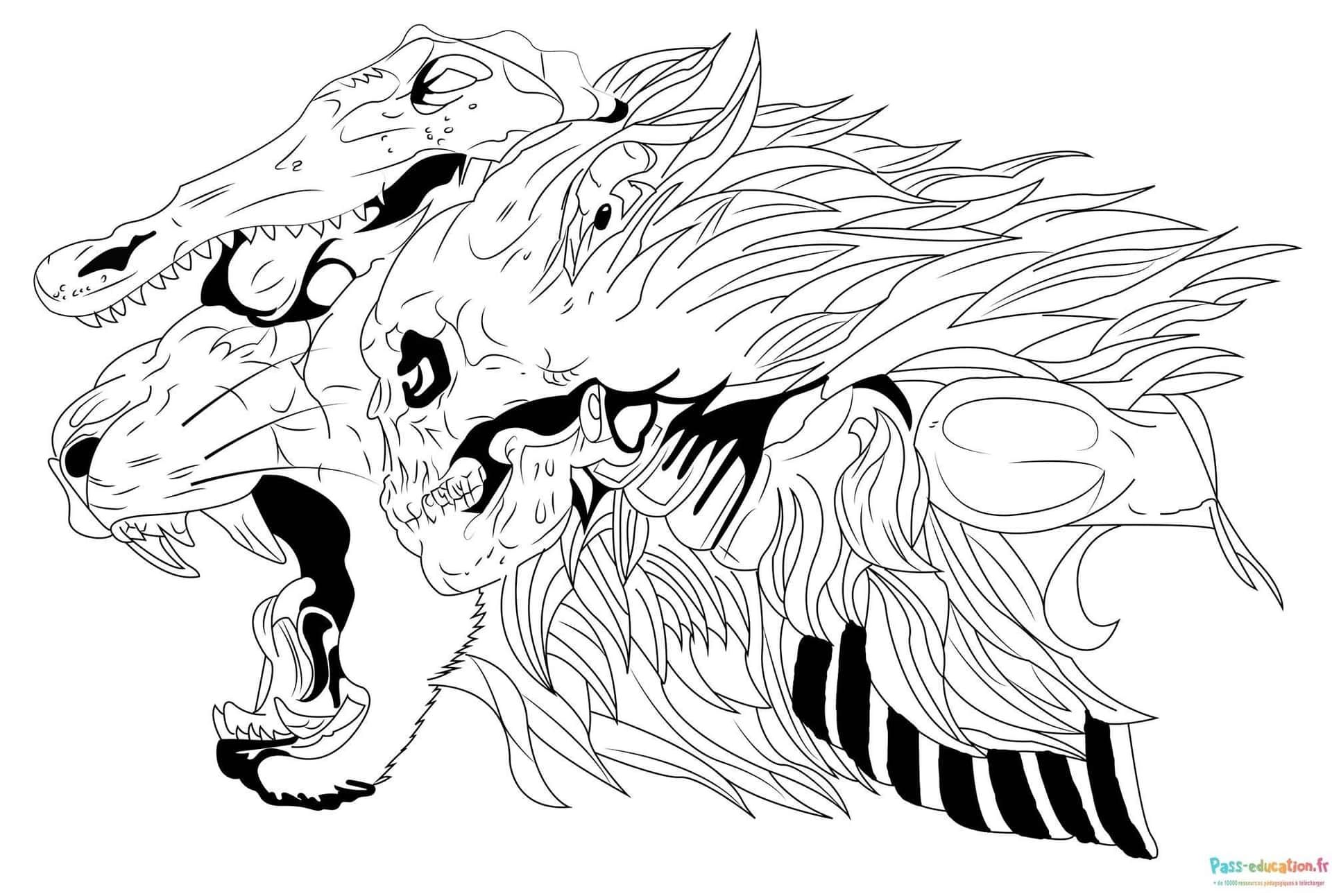 Coloriage Fusion de prédateurs à imprimer et colorier