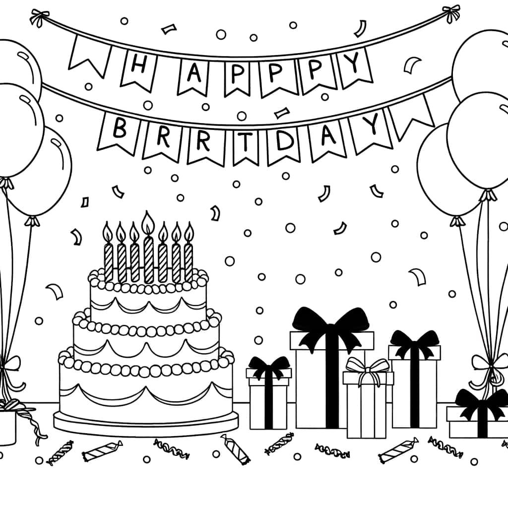 Coloriage Fête d'anniversaire à imprimer et colorier