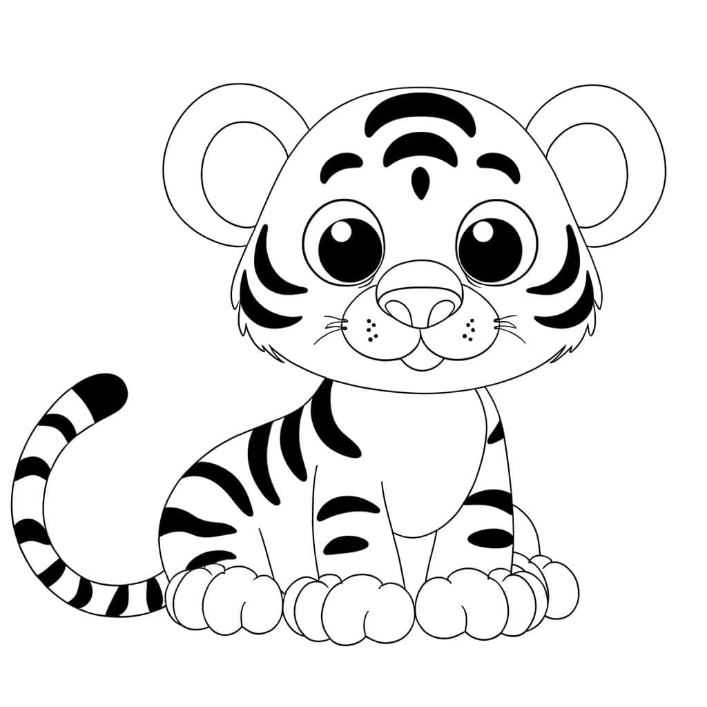 Coloriage Bébé tigre à imprimer et colorier