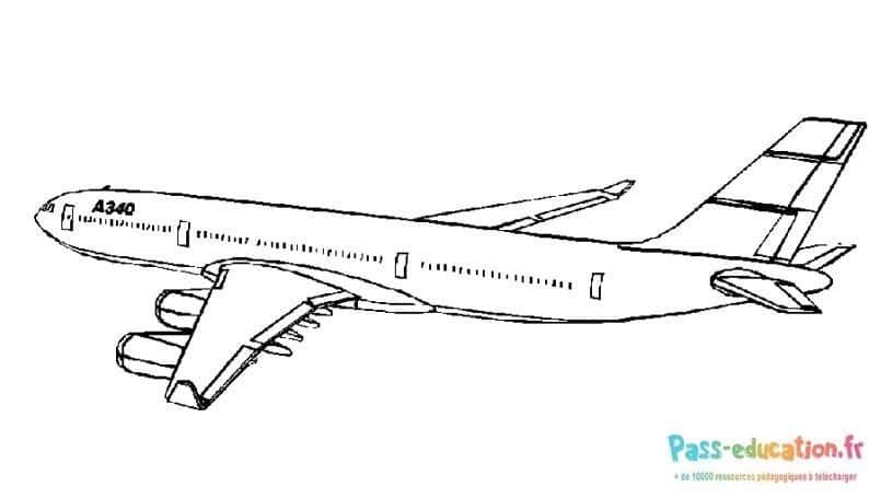 Coloriage Avion A340 à imprimer et colorier
