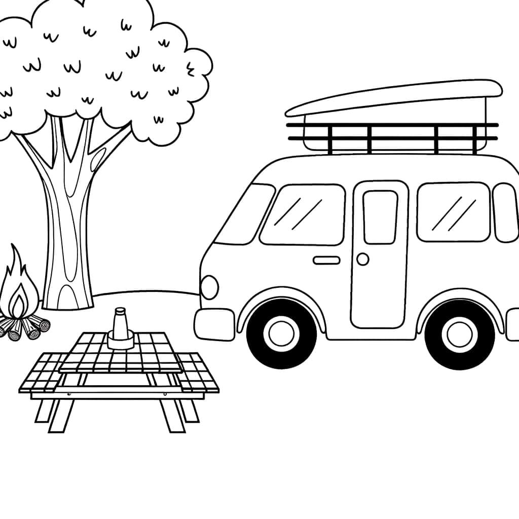 Coloriage Aventure de camping à imprimer et colorier