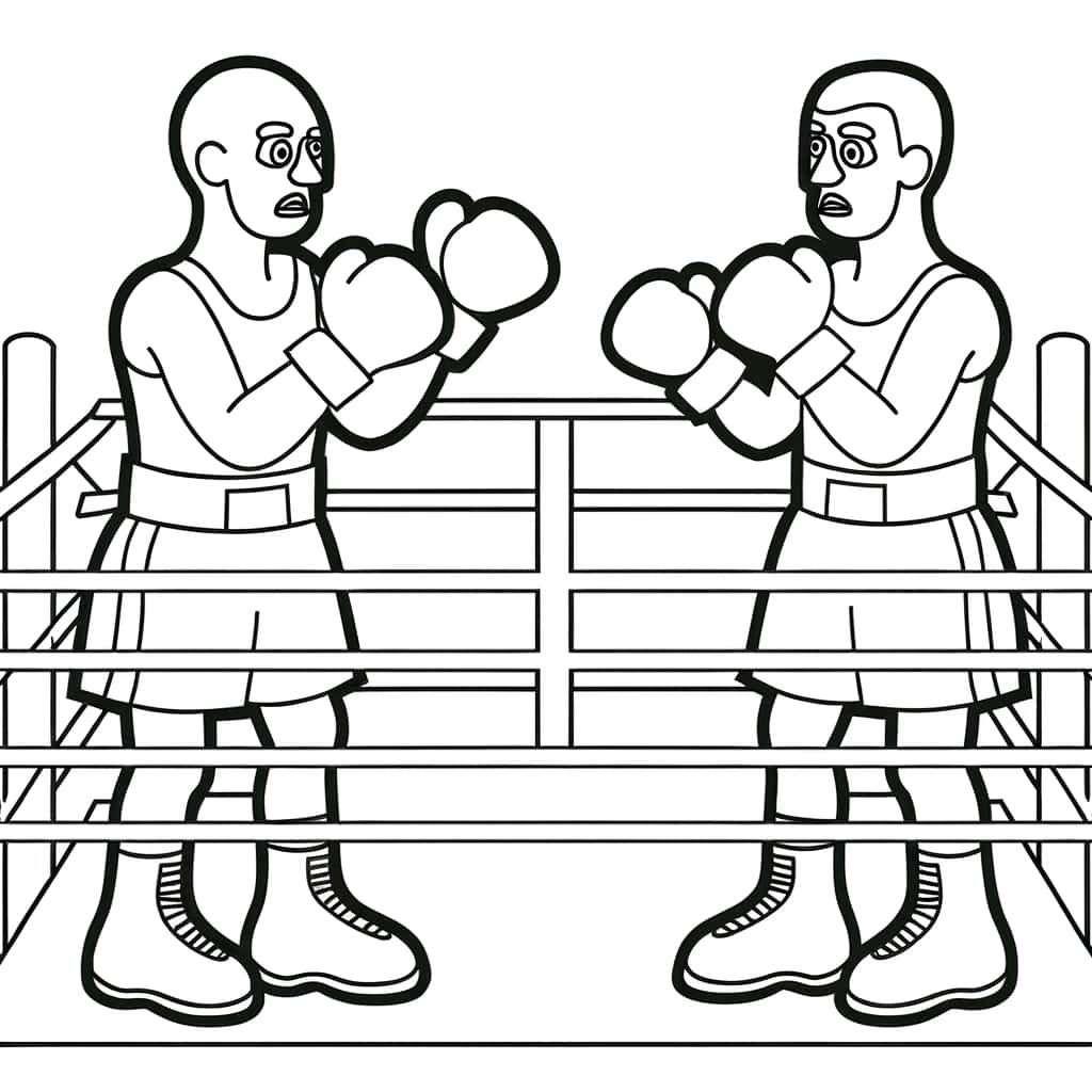 Coloriage Combat de boxe à imprimer et colorier