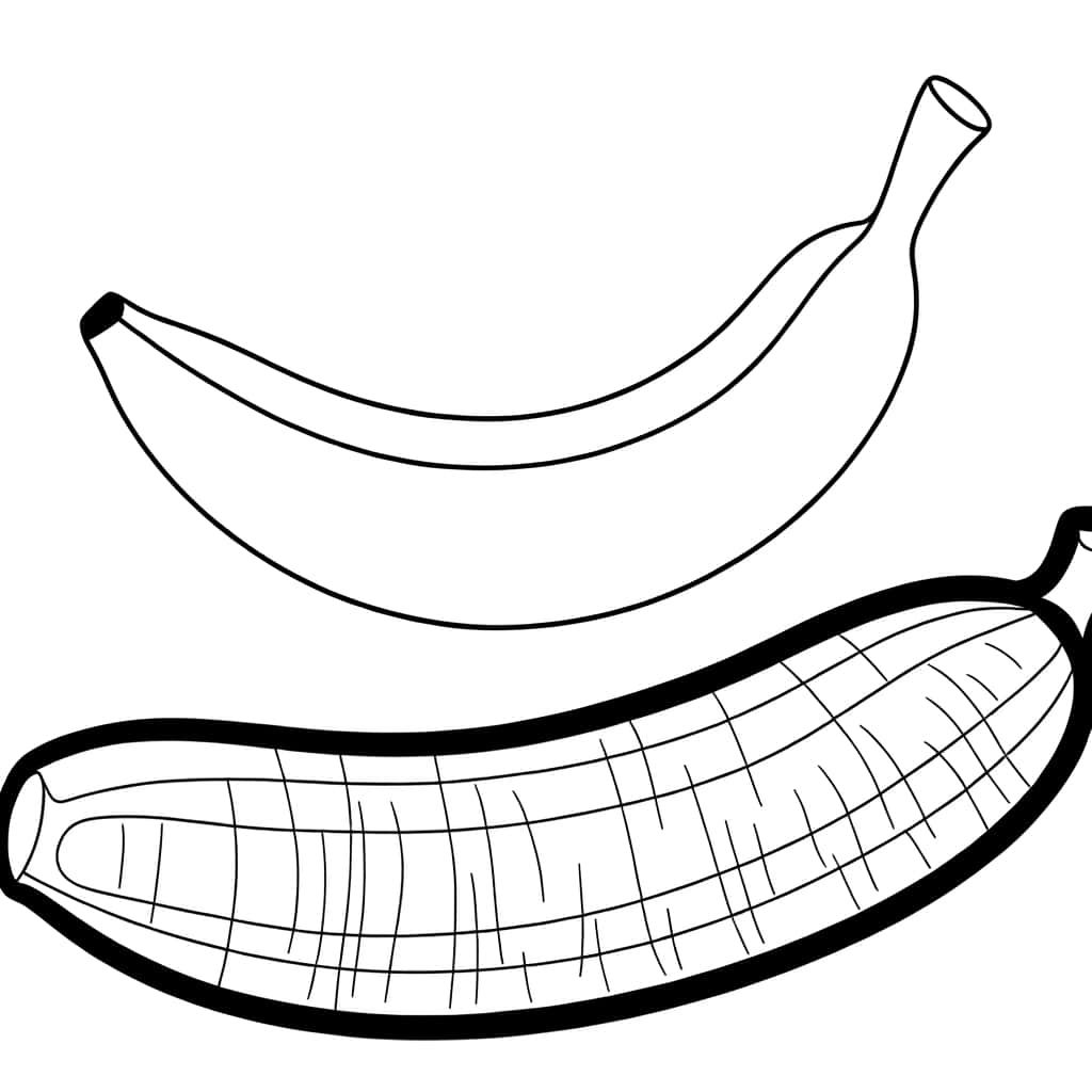 Coloriage Banane simple à imprimer et colorier