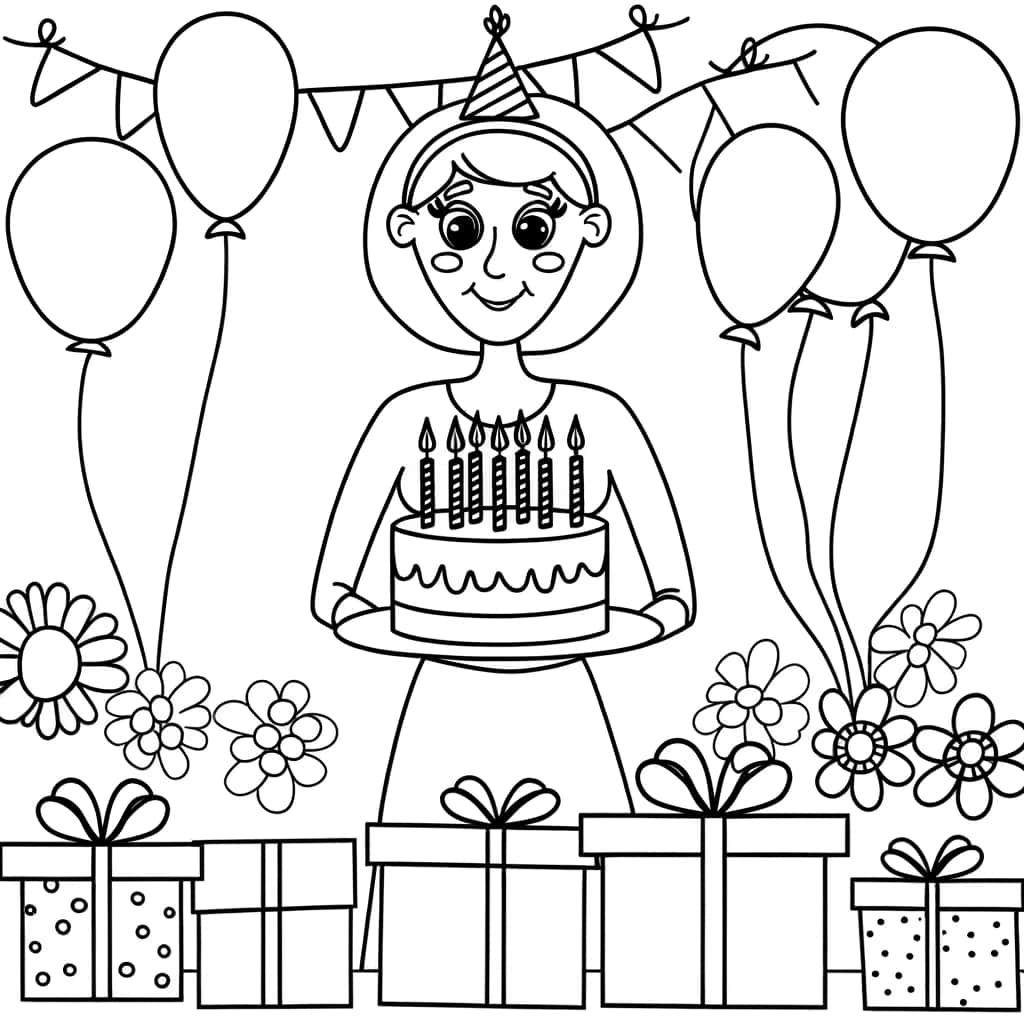 Coloriage Anniversaire Maman à imprimer et colorier