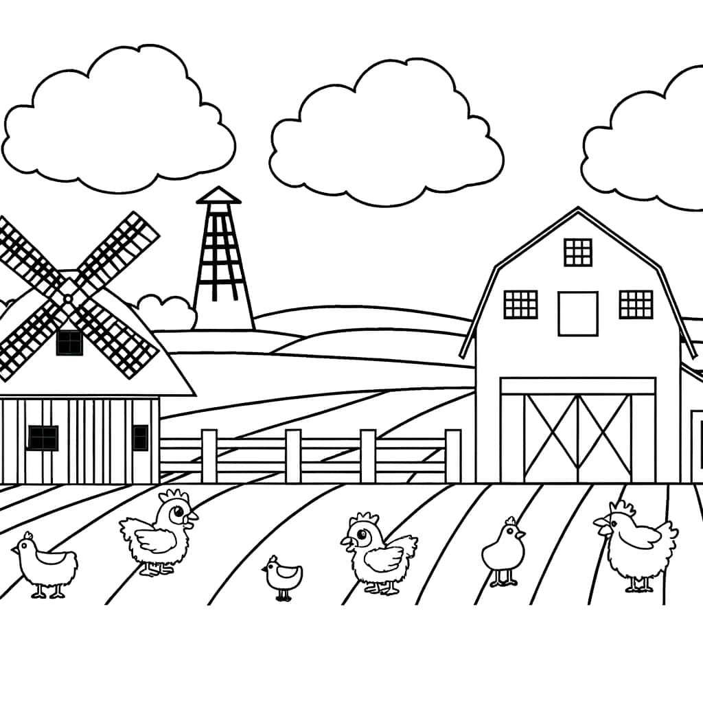 Coloriage Scène de ferme à imprimer et colorier