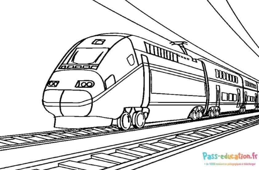 Coloriage Train à grande vitesse à imprimer et colorier