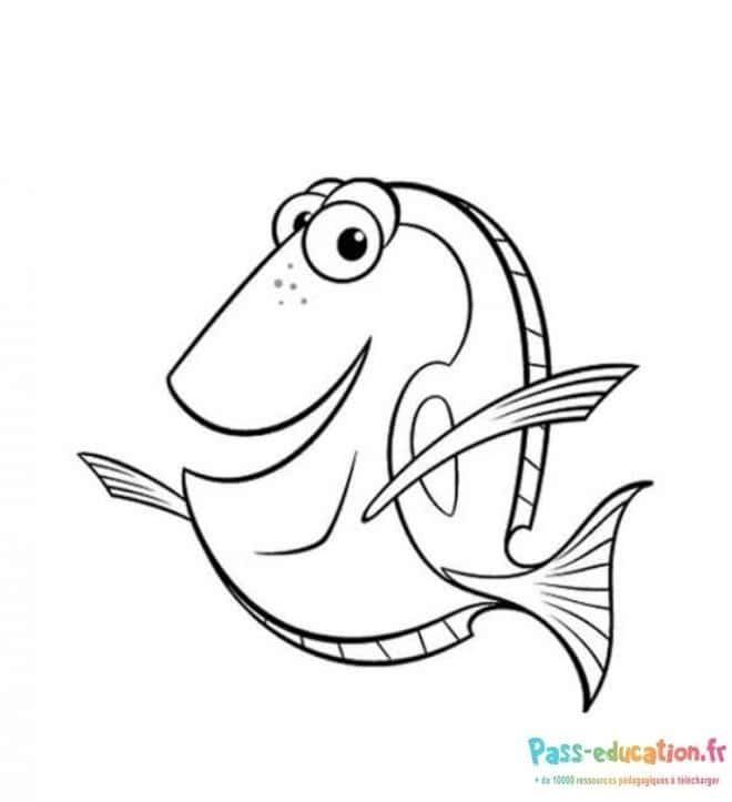 Coloriage Poisson souriant à imprimer et colorier