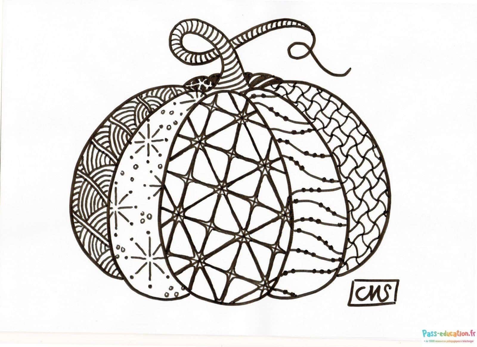 Coloriage Citrouille Zentangle à imprimer et colorier