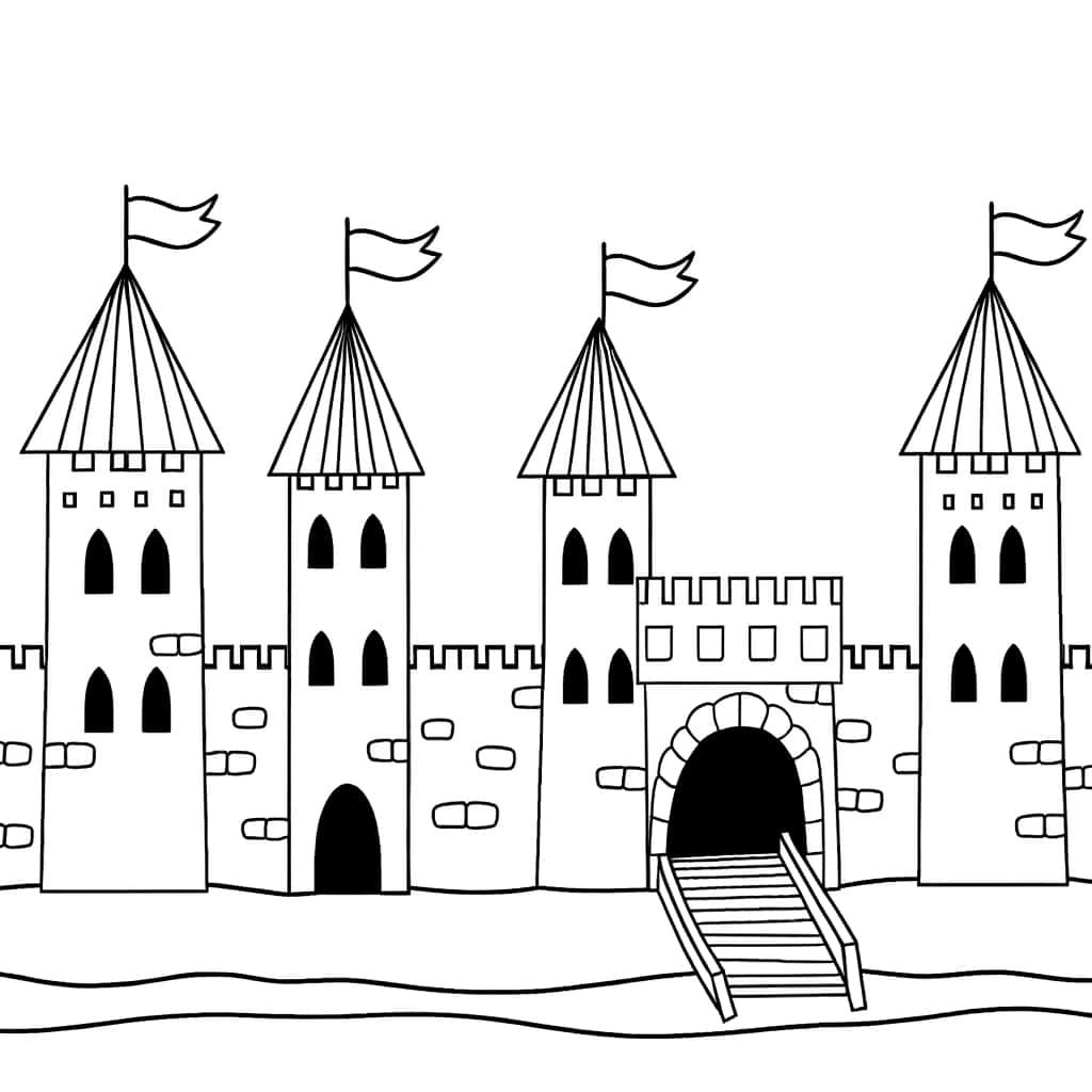 Coloriage Château médiéval à imprimer et colorier