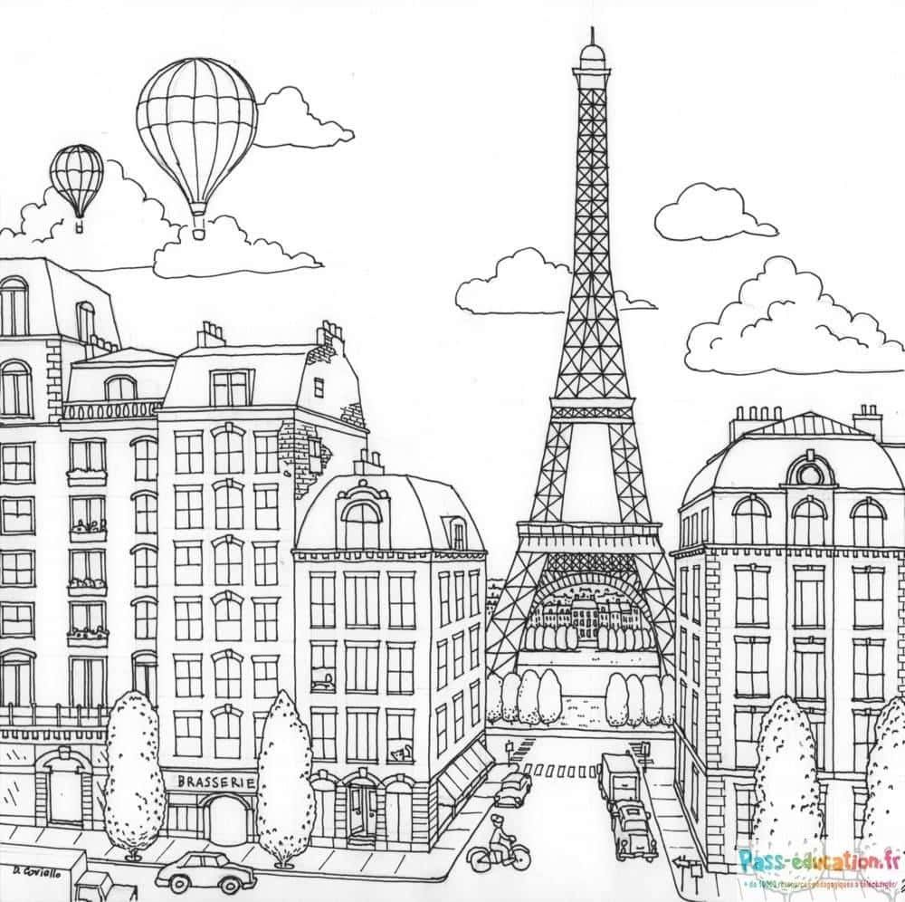 Coloriage Paris pittoresque à imprimer et colorier