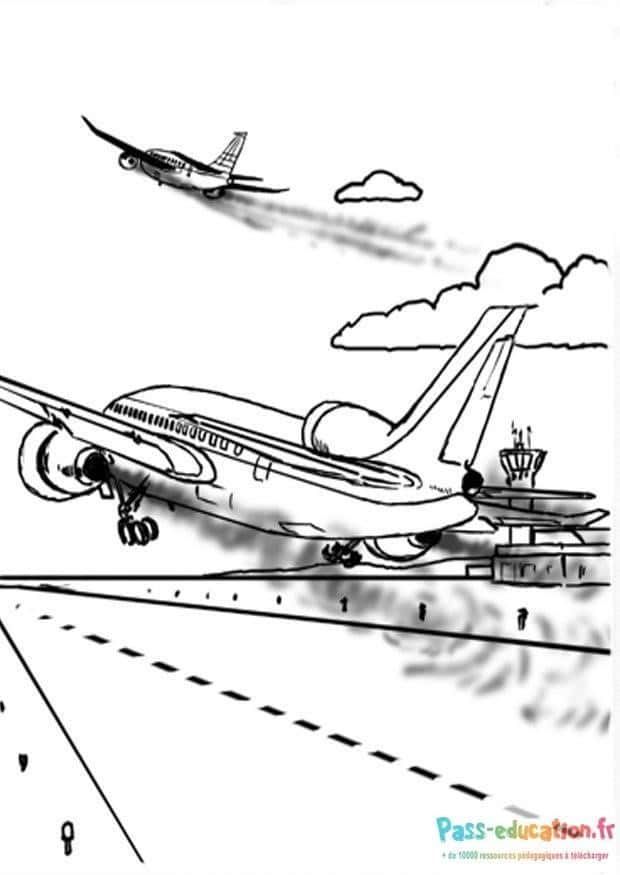 Coloriage Avions au décollage à imprimer et colorier