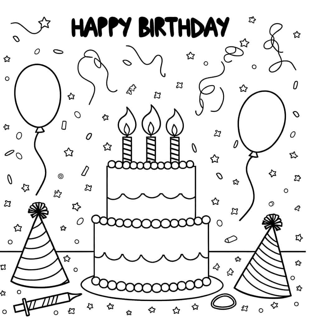 Coloriage Fête d'anniversaire à imprimer et colorier