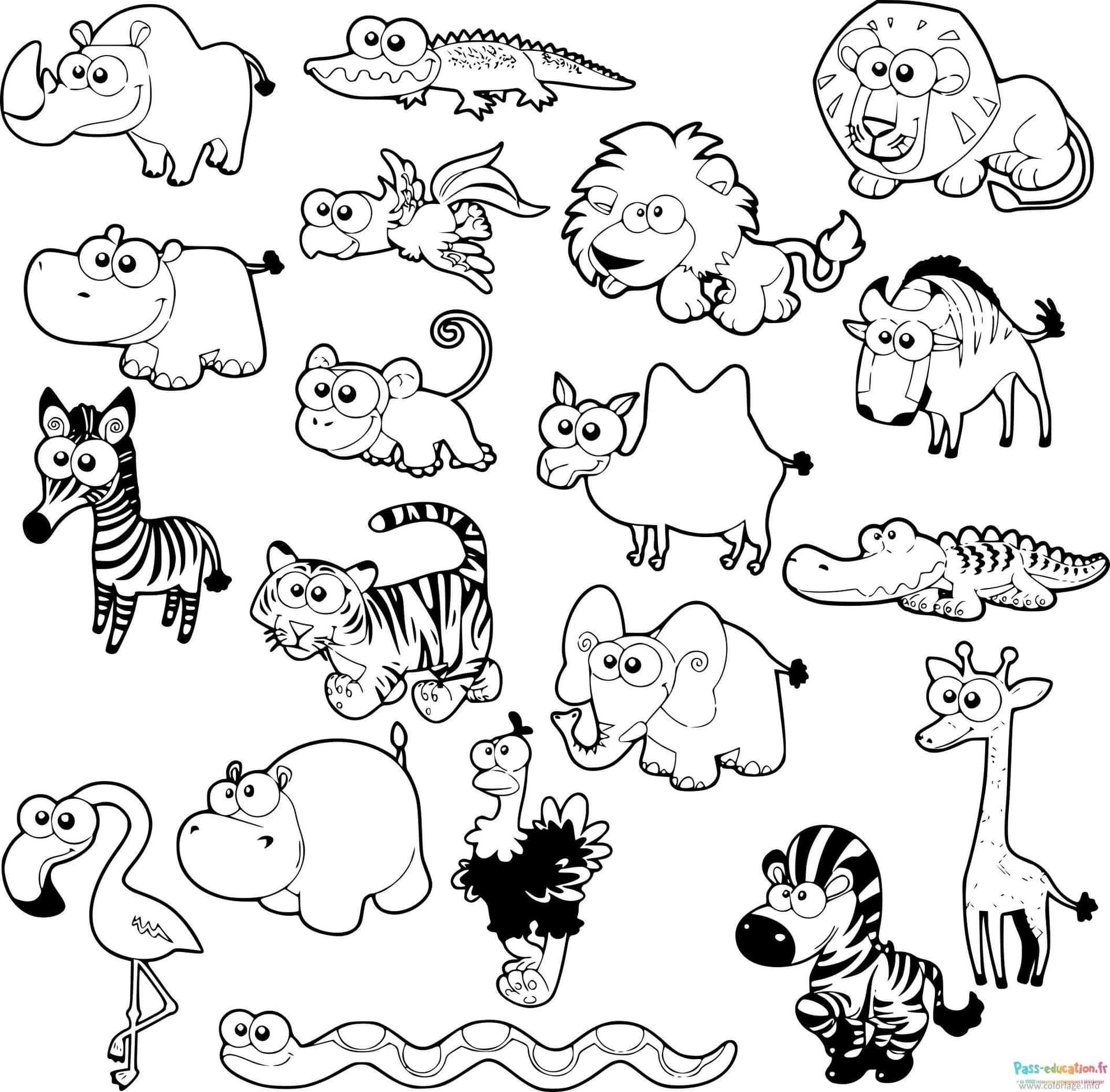 Coloriage Animaux sauvages rigolos à imprimer et colorier
