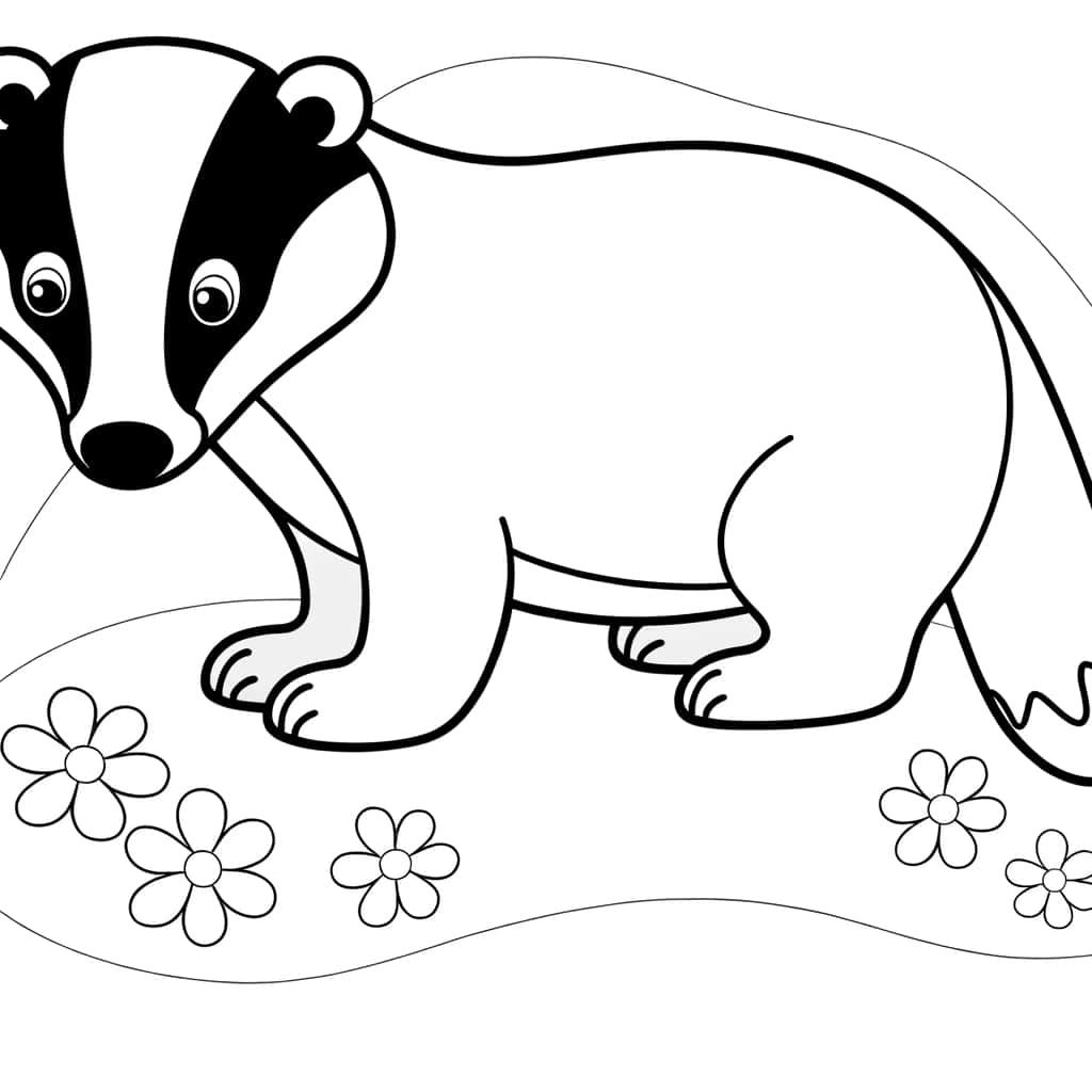 Coloriage Blaireau en nature à imprimer et colorier