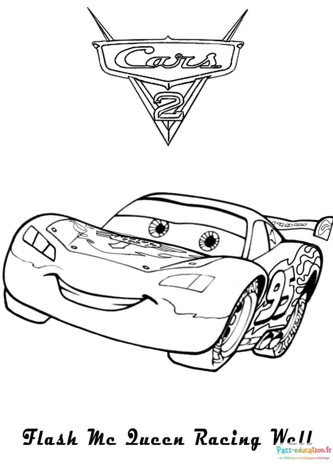 Coloriage Flash McQueen Racing à imprimer et colorier